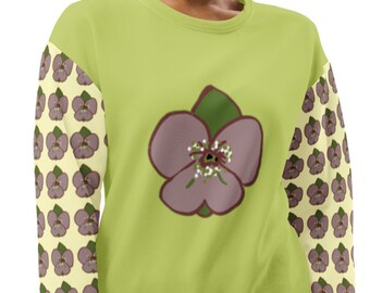 Kawaii Unisex Flower Printed Sweatshirt | Kidcore Nordic Winter Sweatshirt | Flowers Forestcore Unisex Hoodie |