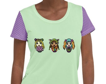 Dames sportshirt met all-over print