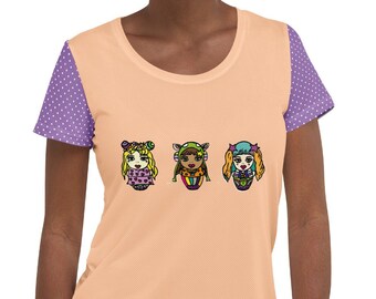 Dames sportshirt met all-over print