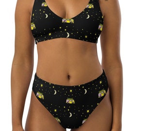 Recycled High-Waisted Bikini | Underwire Bikini Top | Women Tops Bottoms Swimsuit | High-Waisted Bikini Set for Women | High-Waisted Bikini