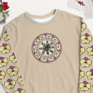 Eguzkilore Flower Kawaii Sweatshirt | Pastel Decora Kei Sweater | Kidcore Flowers  Cute Hoodie