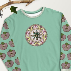Eguzkilore Flower Kawaii Sweatshirt | Decora Kei Flowers Cute Sweatshirt | Kidcore Aesthetic Sweatshirt