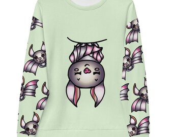 Kawaii Bat Halloween Sweatshirt| Kidcore Pastel Goth Halloween Sweatshirt | Decora Kei Pastel Grunge Crewneck