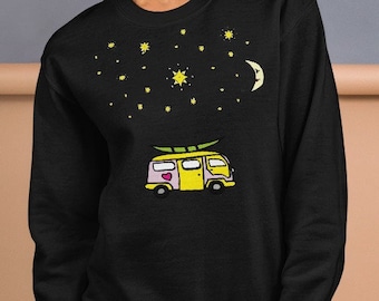 Moon and Star Kawaii Sweatshirt | Cute Kidcore Sweatshirt | Decora Kei Celestial Nature Unisex Sweatshirt