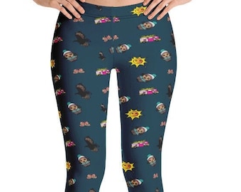Kawaii Tight Stretch Pants Leggings | Decora Kei Tummy Control Yoga Pants | Kidcore Printed Winter Leggings | Casual Spandex Women Pants |