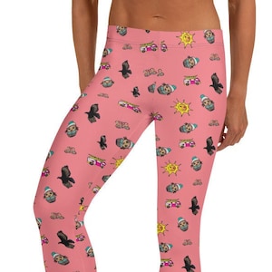 Kawaii PInk Handmade Leggings | Cute High Waist  Pants | Yami Kawaii Yoga Pants | Campervan Printed Workout Leggings