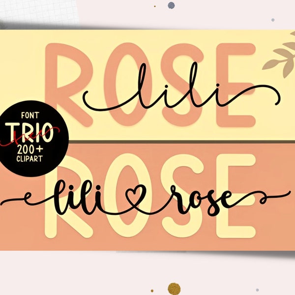 Lilirose Gentle Fonts Bundle SVG - Retro Serif Font, Elegant Font, Canva Font, Modern Font, Boho Font, Logo Font, Groovy Font, Silhouette Fo