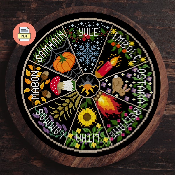 Wheel of the Year - Cross Stitch Pattern - Pagan - Celtic - Witchcraft - Seasons Witch - Sabbats Cross Stitch