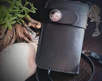 Biker Wallet / Purse with Chain - Black Leather - Coin Purse - Wallet - Men's Wallet - 100% Handmade