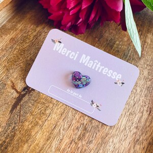 Pin's coeur, merci, paillettes, cadeau Maîtresse, carte merci, cadeau fin d'année,