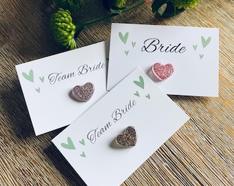 Glittery resin heart pin, Hen party, Groom, Wedding, Bride, Team bride, Hen party, Girlfriends, Friends