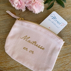 Porte monnaie, Cadeau Maîtresse, Nounou, ATSEM, cadeau fin d'année, carte Merci,
