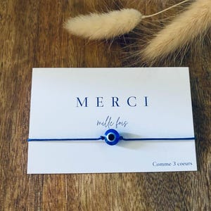 Bracelet oeil, acier inoxydable, grigri, cadeau Maîtresse, cadeau Nounou, cadeau ATSEM, cadeau fin d'année scolaire, carte Merci,