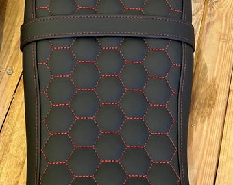 BMW K models double seat K75 K100 K1100 BLACK HEXAGON SIngle red topstich cafe racer scrambler