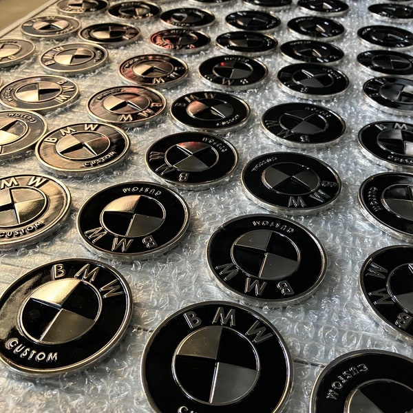 Logo BMW noir pour Caferacer, scrambler ou streettracker CUSTOM (Lot de deux pièces) 70 mm look vintage