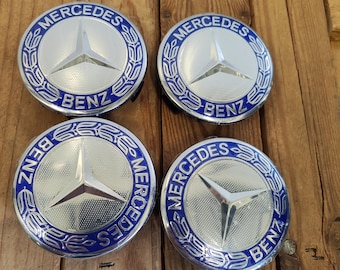 75 mm Radkappen MB Radkappen 4er Set Mercedes Benz silber blau