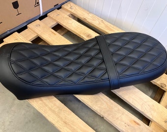 BMW K models double seat K75 K100 K1100 BLACK Rhombus Black double  topstich cafe racer scrambler