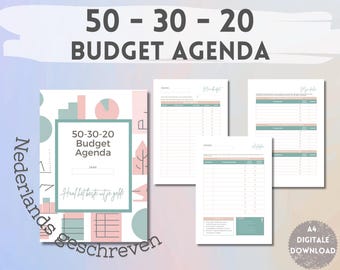 50/30/20 Budget Planner | Financial Planner | Instant Download and Print | Includes Excel Calculator | A4 pdf