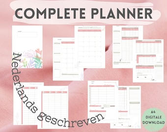 Planner Agenda: overview per week/month, trackers, budget, weight, goals, savings, to do's, meter readings, household tasks, meal plan EN