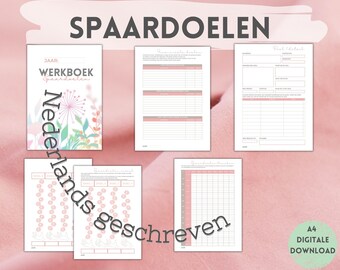 Savings goals workbook: set your annual goals with these handy pages, monthly follow-up, visuals, trackers, printable