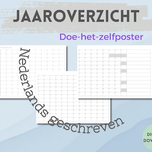 Do-it-yourself poster annual overview 3 pages / Dutch / Annual calendar / Reuse / Cut+stick pages together for 1 long overview