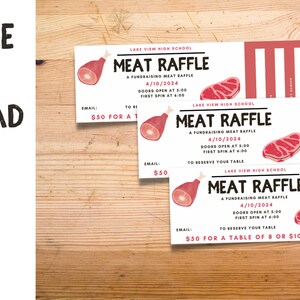Editable Meat Raffle Fundraiser Flyer - Meat Raffle Ticket and Poster Templates - Editable ...