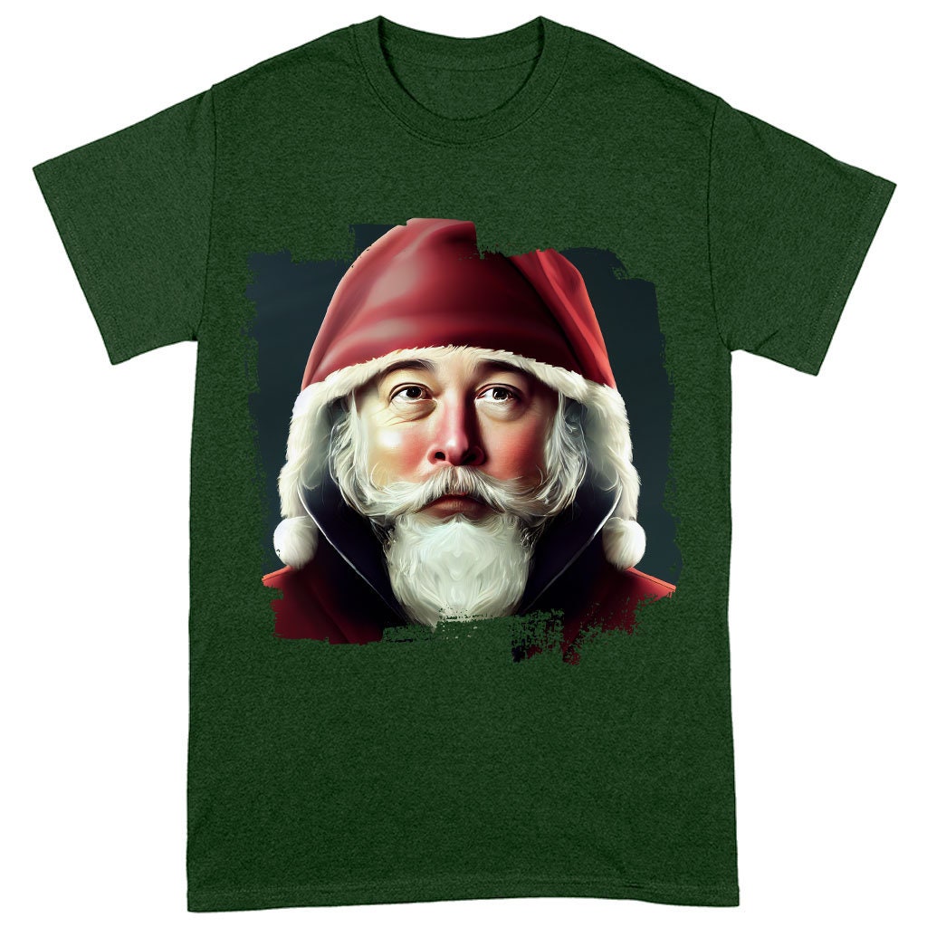 Elon Musk Santa Claus Heavy Cotton T-Shirt  Santa Claus Tee Shirt  Funny Christmas T-Shirt