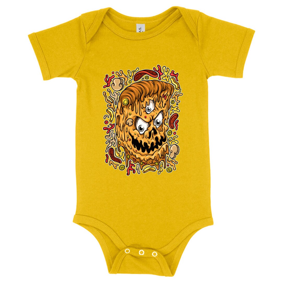 Creepy Baby Jersey Onesie Pizza Monster Baby Onesie Cool Etsy