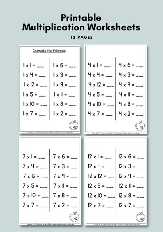 12th Grade Math Worksheets