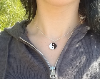 Collar con colgante Yin Yang: dije taoísta de plata de ley 925
