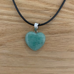 Green Aventurine Heart Gemstone Necklace on Chord New with Organza Bag. Healing Prosperity Stone. Gifts/Meditation Crystal image 6