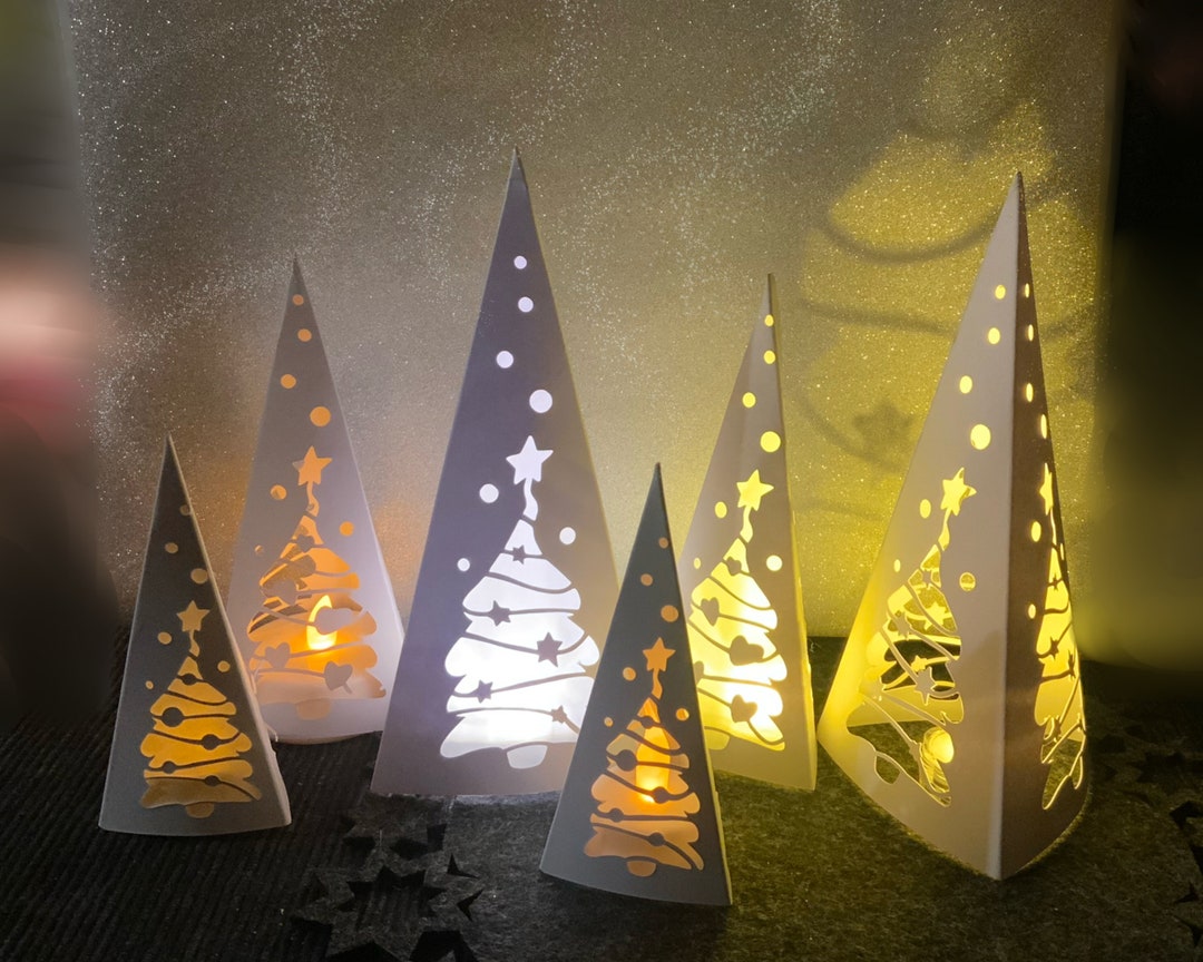 Table Lantern Christmas Tree L DIY L 1 Set 3 Different Trees Etsy