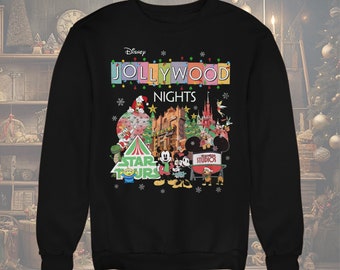 Jollywood Nights Star Tours Christmas Light Epcot Disney Trip Sweatshirt, Walt Disney World Sweater, Christmas Sweatshirt, Gift For Family