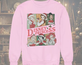 Vintage Disney Princess Christmas Women's Sweatshirt, Vintage Princess Christmas Sweater, Disney Princess Christmas Sweatshirt, Disney Trip