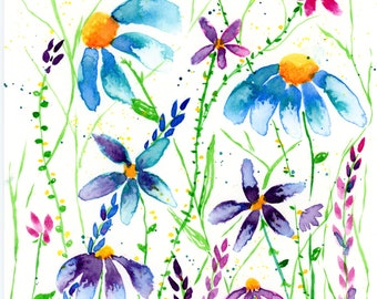 Colors in Blume I Original Aquarell I 6x9 I Signiertes Kunstwerk