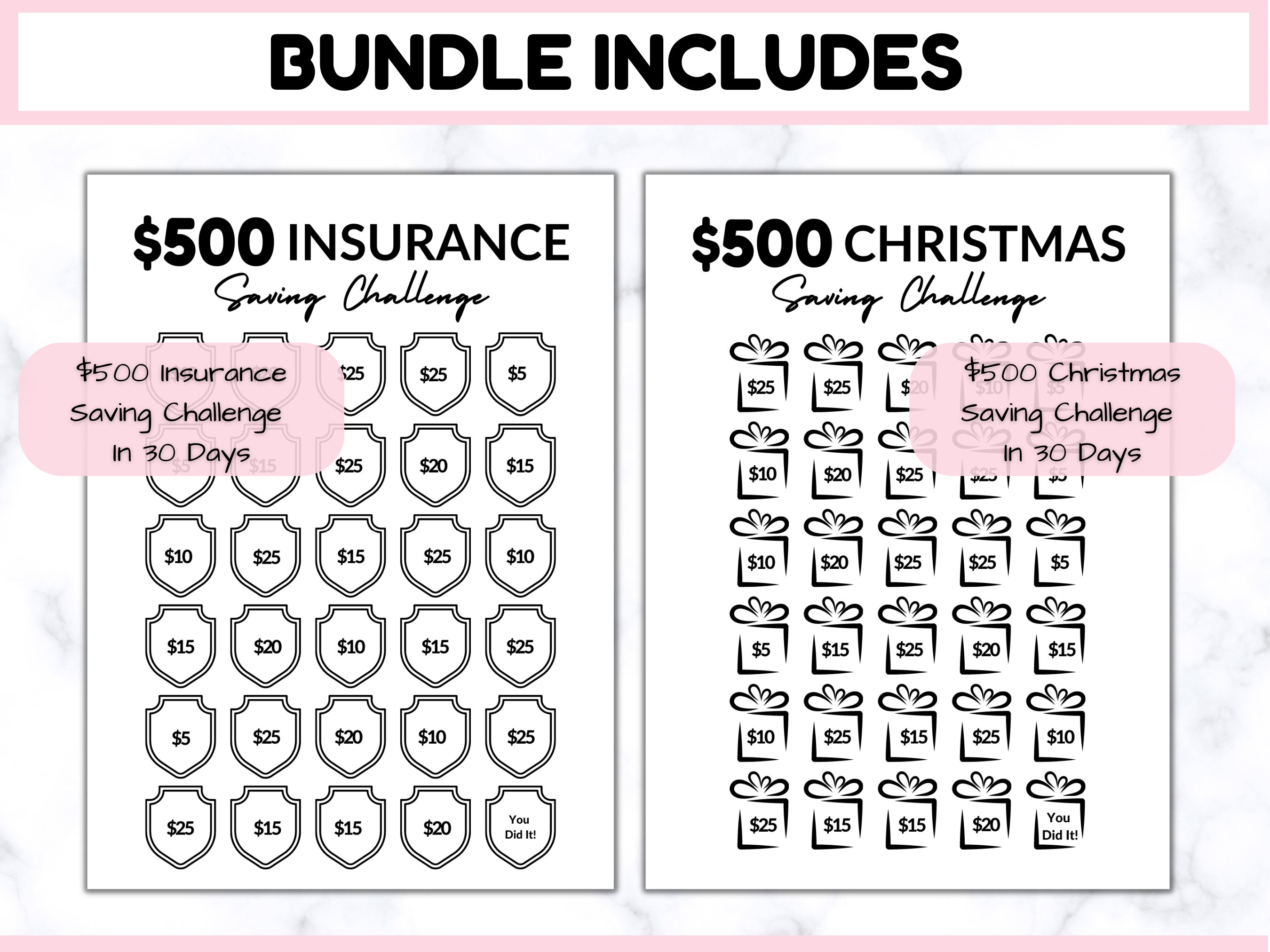 20k Savings Challenge Printable