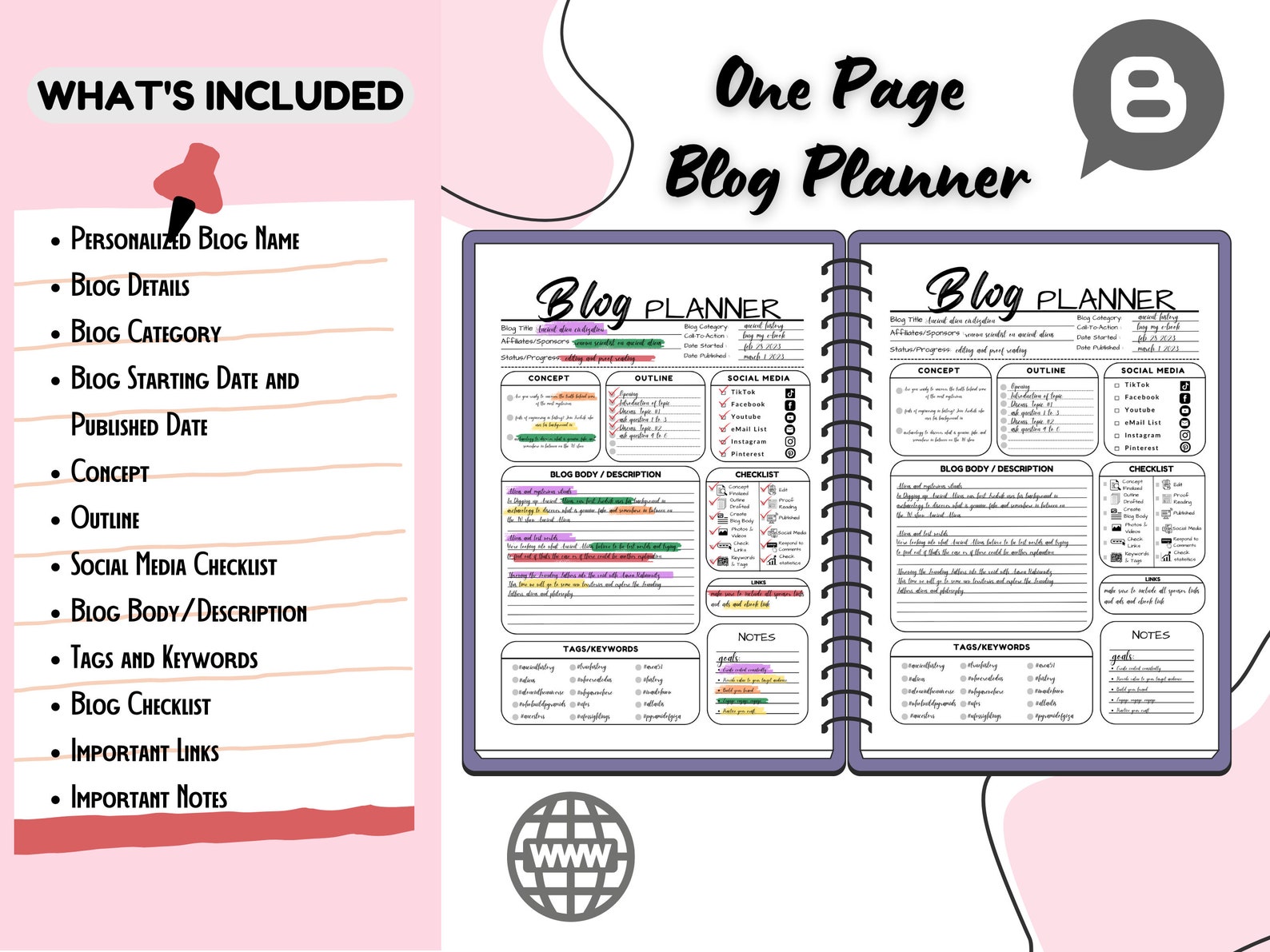 Premium Blog Planner 2023 Printable Blog Post Planner - Etsy