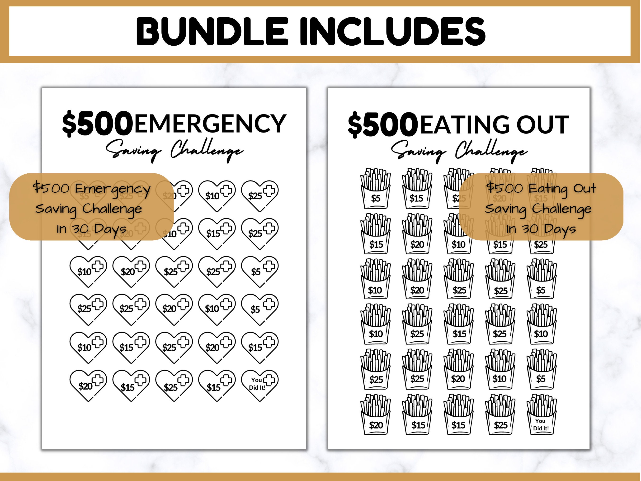 Premium 10k Savings Challenge Printable, Money Saving Challenge BUNDLE ...