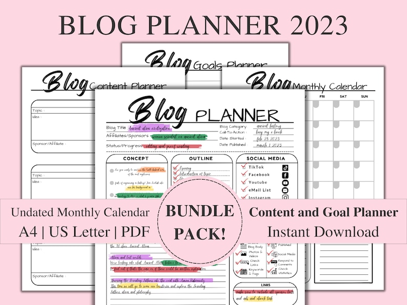 Premium Blog Planner 2023, Printable Blog Post Planner Worksheet, Blog ...
