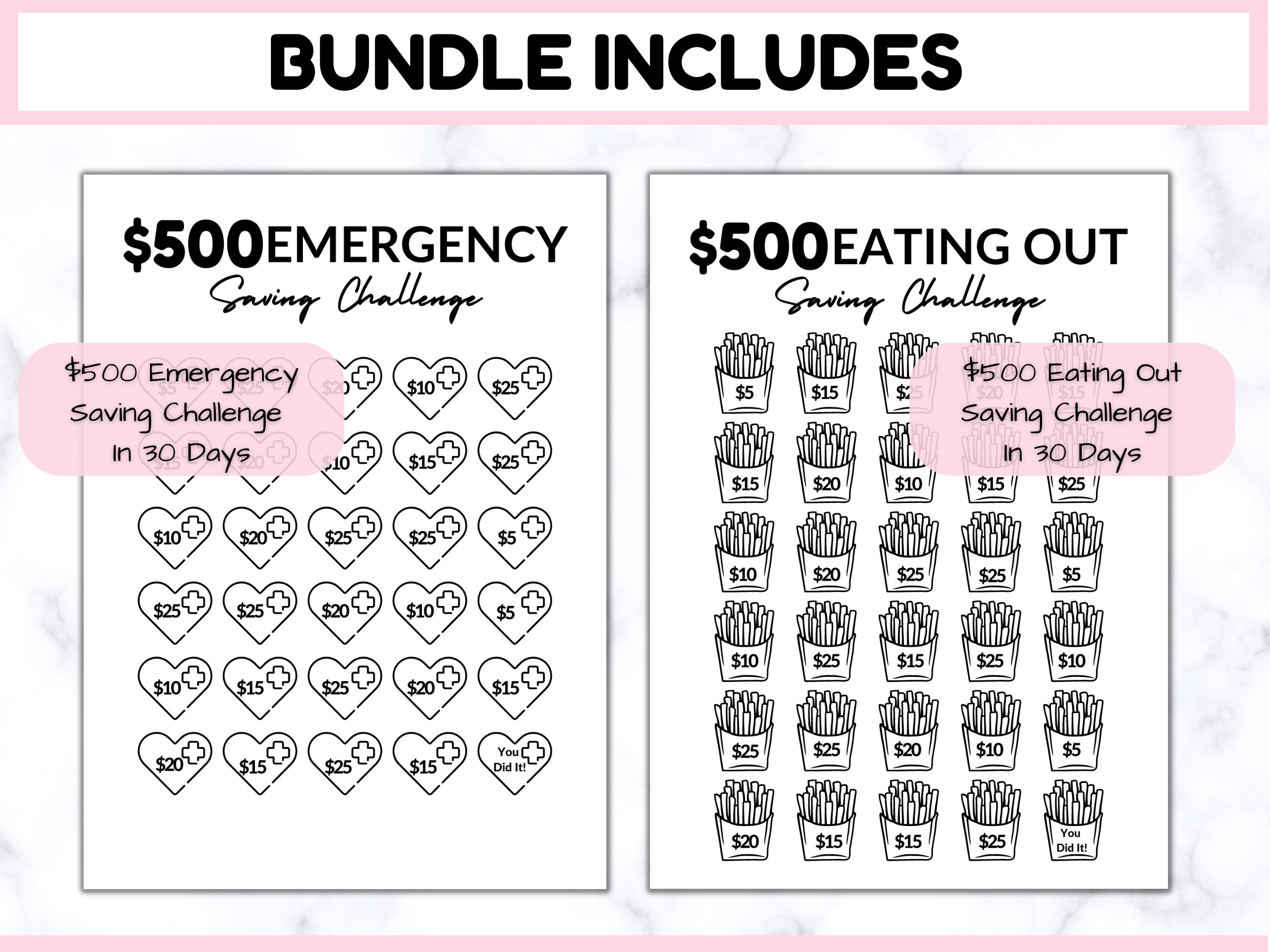 Premium 20k Savings Challenge Printable, Money Saving Challenge BUNDLE ...