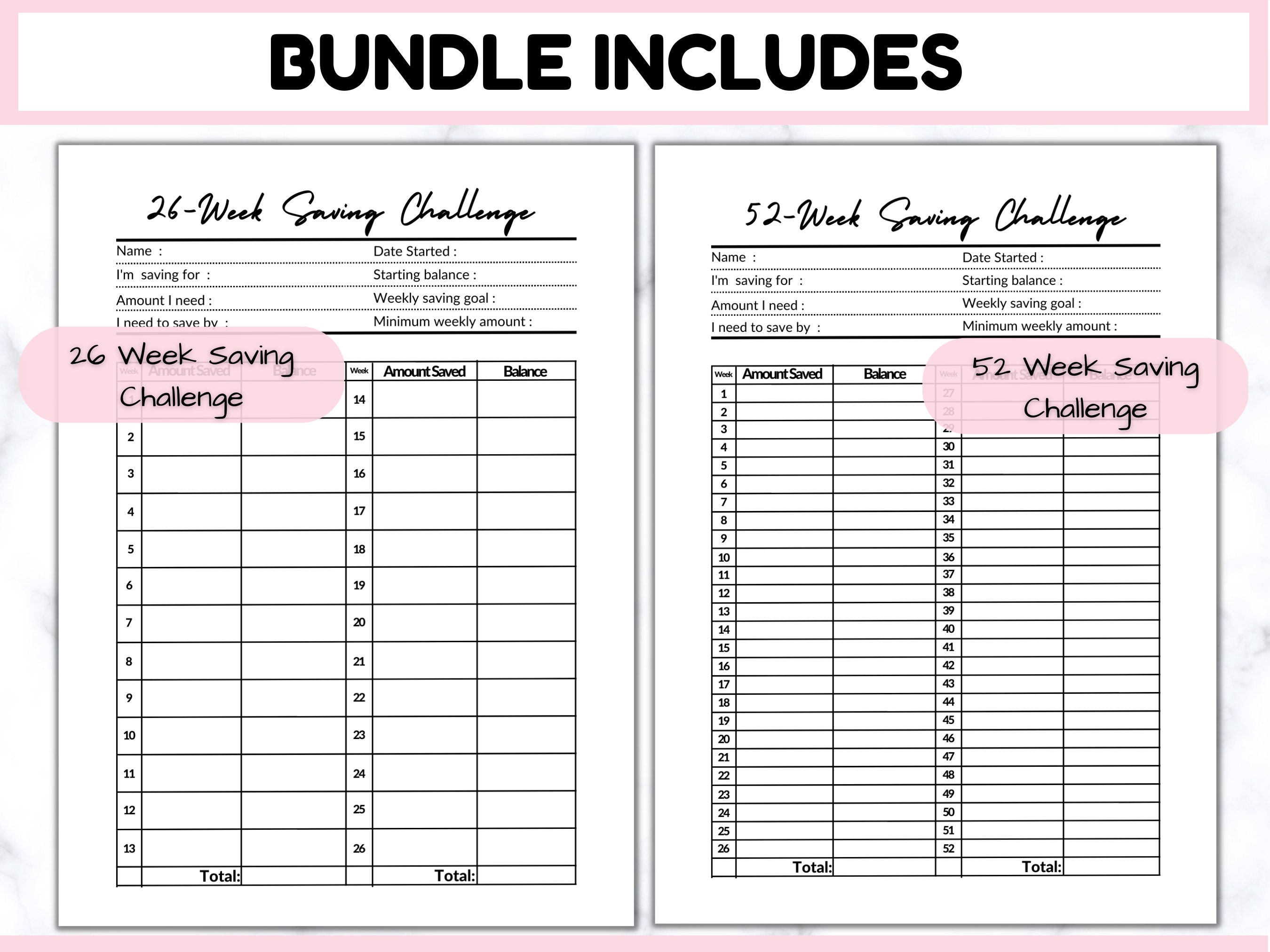 Premium 20k Savings Challenge Printable, Money Saving Challenge BUNDLE ...