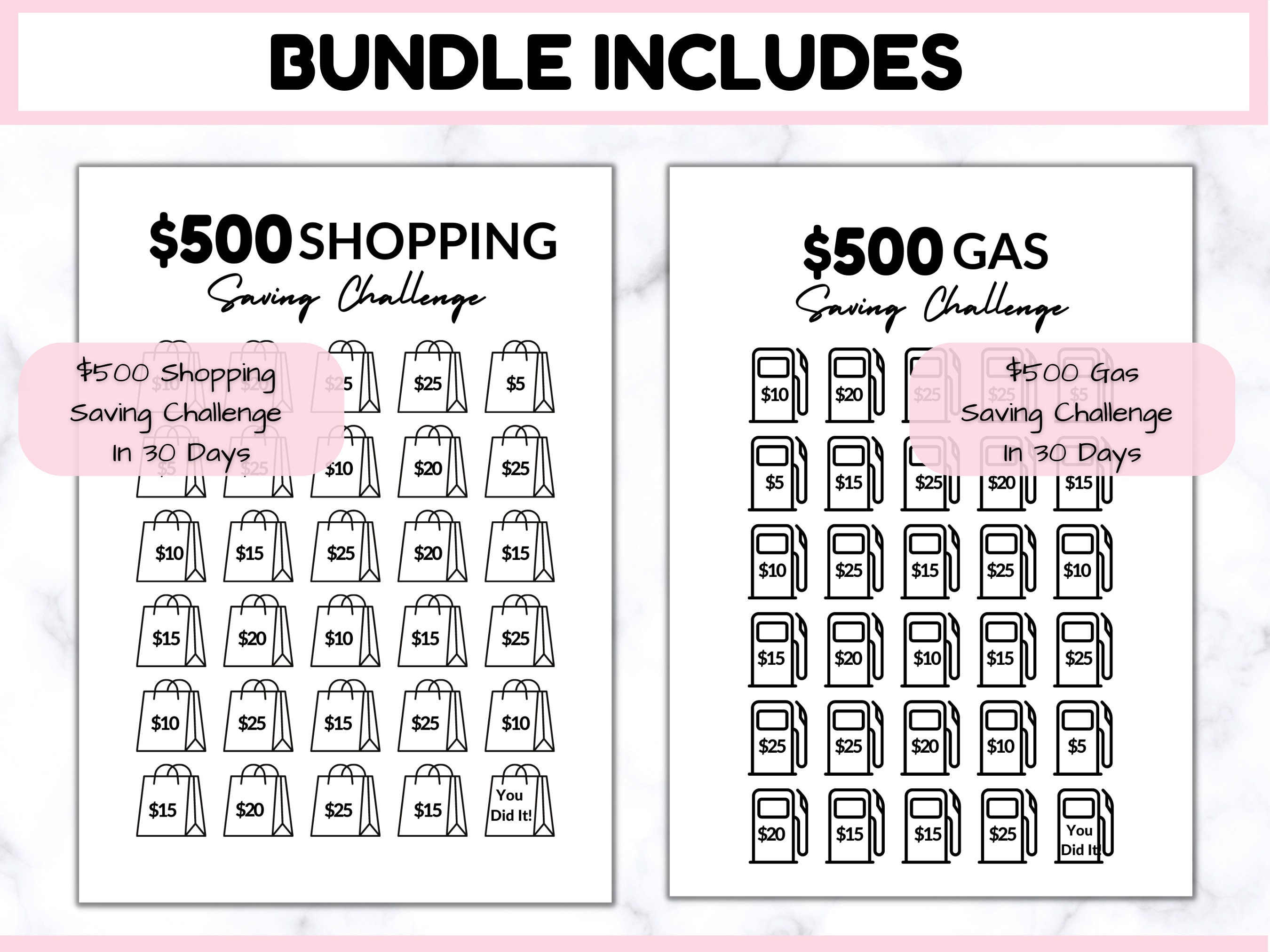 Premium 20k Savings Challenge Printable, Money Saving Challenge BUNDLE ...
