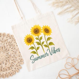 Sunflower Tote Bag Summer Cute Tote Bag Gift Teacher Gift For Plant Lover Gift For Mom Tote Summer Summer Bag With A Flower