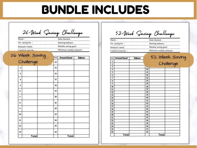 Premium 10k Savings Challenge Printable, Money Saving Challenge BUNDLE ...