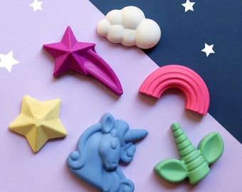 Kleurpotloden met eenhoorn- en regenboogvormen