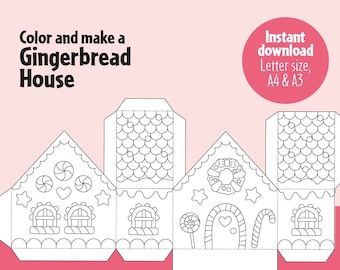 Gingerbread house to color. Coloring Page. Arts and crafts for kids