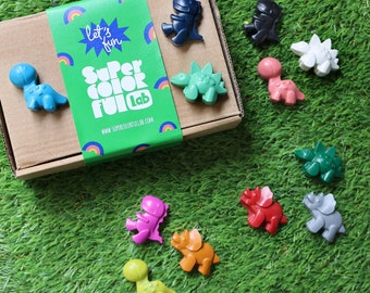 14 kleurpotloden in de vorm van mini-dinosaurussen