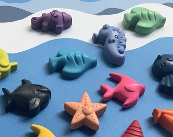 Kleurpotloden in de vorm van zeedieren