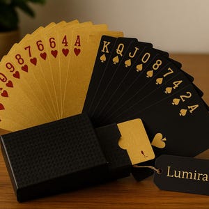 Cartas de baralho à prova d'água de ouro 24K