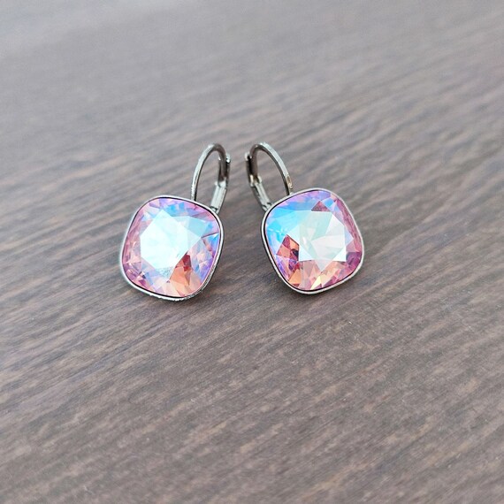12mm Square | Branded Collection Earrings Made With Swarovski® Crystals |  One Pair
